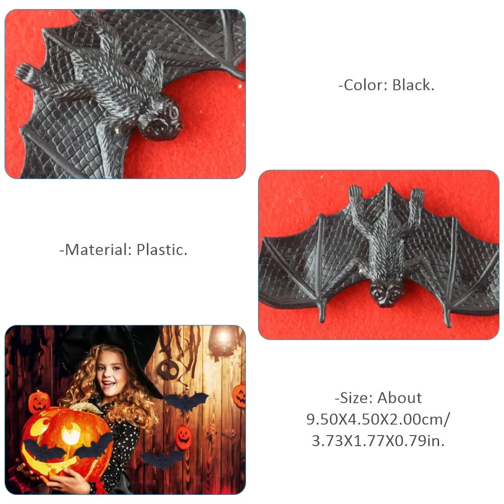 1Set Halloween Simulated Plastic Bats Black Fake Bat Prank Props Decoration Party Supplies Premium Quality Prank Toys