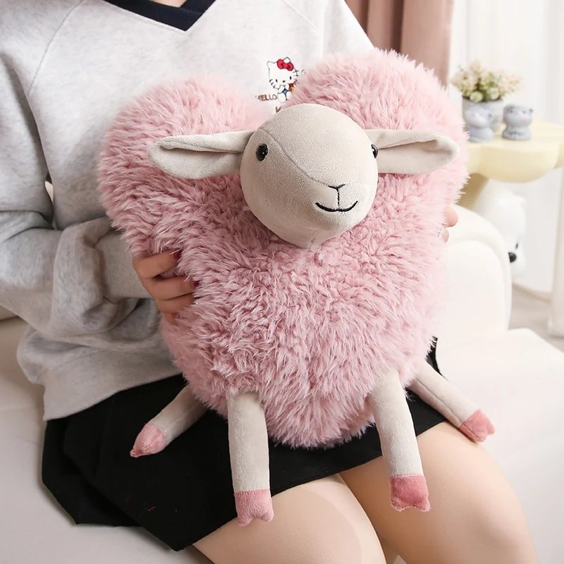 lovely Soft pink heart Sheep Plush Doll Baby Cute Animal Doll Stuffed Doll Sleeping Mate Stuffed Plush Toys Valentine's Day gift