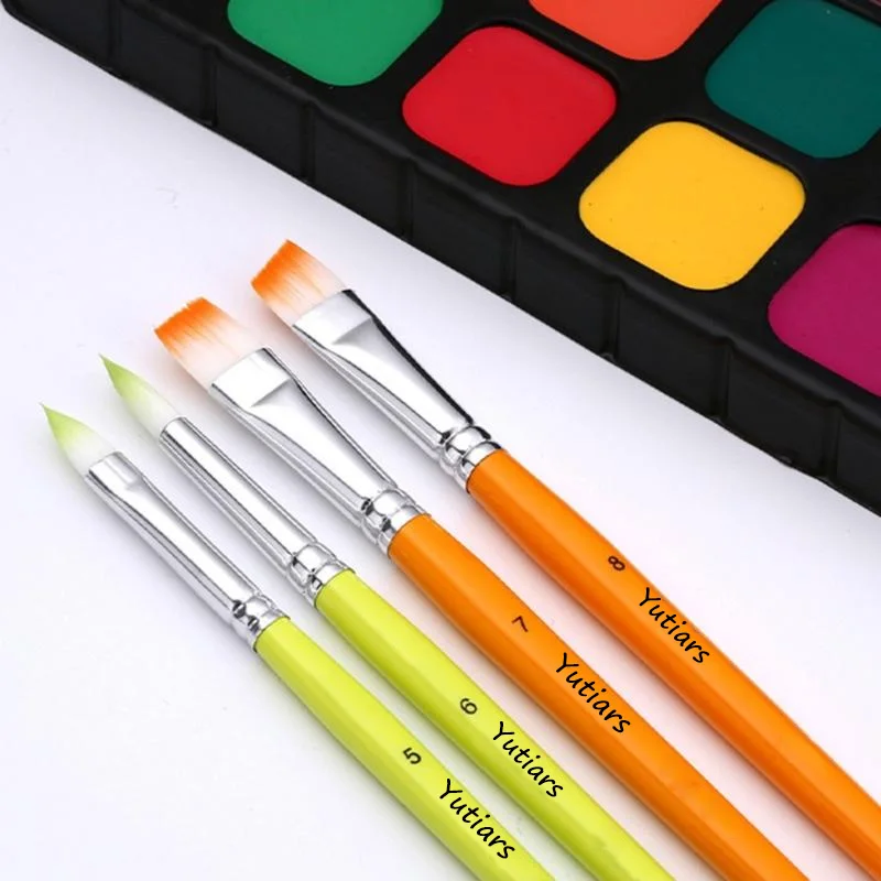 10 Pcs/Set Flat Body Paint Brushes Set Multifunctional Nylon Hair Painting Brushes Artist Brushes Face Body Paint Brushes