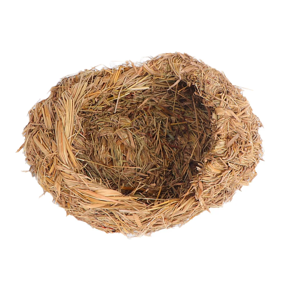 

1pc Grass Woven Rabbit Nest Light Yellow Habitat House For Hamster Cat Small Pet Sleeping Woven Guinea Bed Pet Supply Rabbit