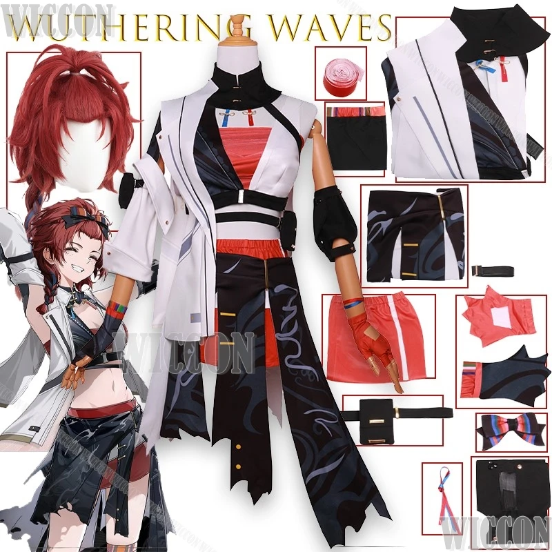 

Chixia Wuthering Waves, одежда для косплея, боевой костюм аниме, наряд игрового персонажа, Хэллоуин, карнавал, Лолита, наряд для ролевых игр, вечерние