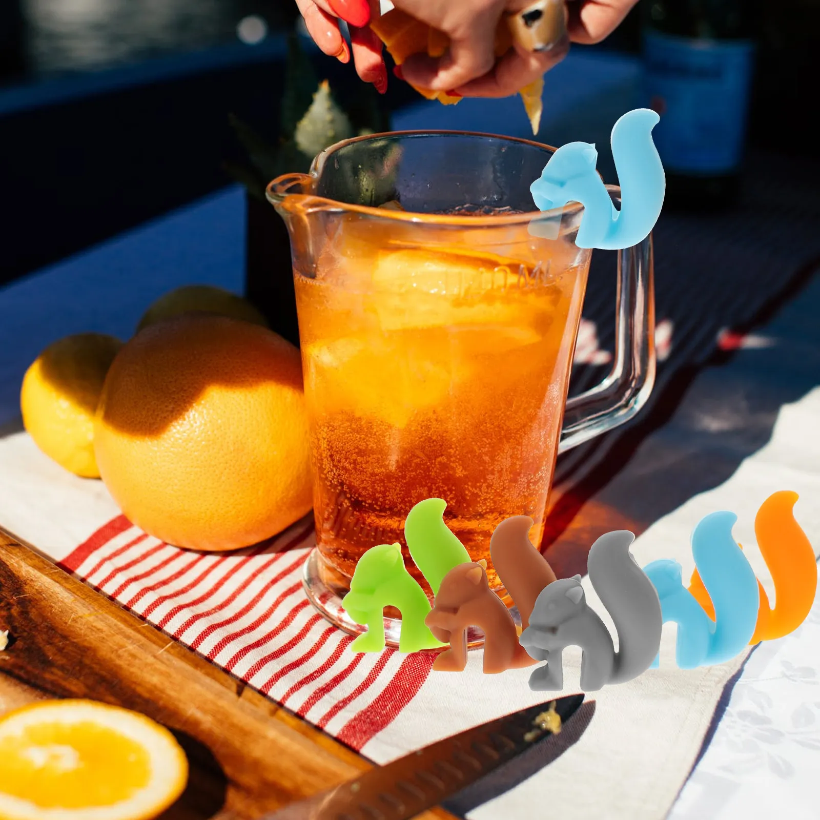 10Pcs Unique Squirrel Design Silicone Drink Markers Wine Glass Identifiers Tea Bag Holders Festive Cup Charms Party Decor