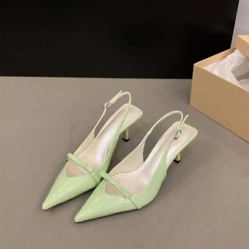 

French New Pointy Shallow Mouth Temperament Elegant Simplicity Bow High Heels Women's Casual Sweet Dress and Single Shoes 2024