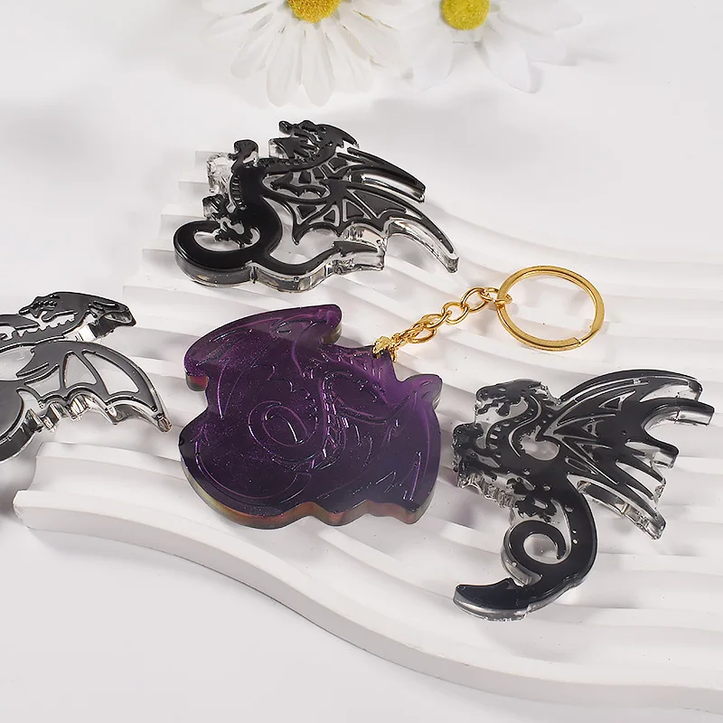 DIY Crystal Epoxy Silicone Mold Dragon Shaped Necklace Keychain Silicone Mold DIY Jewelry Pendant Decoration Molds