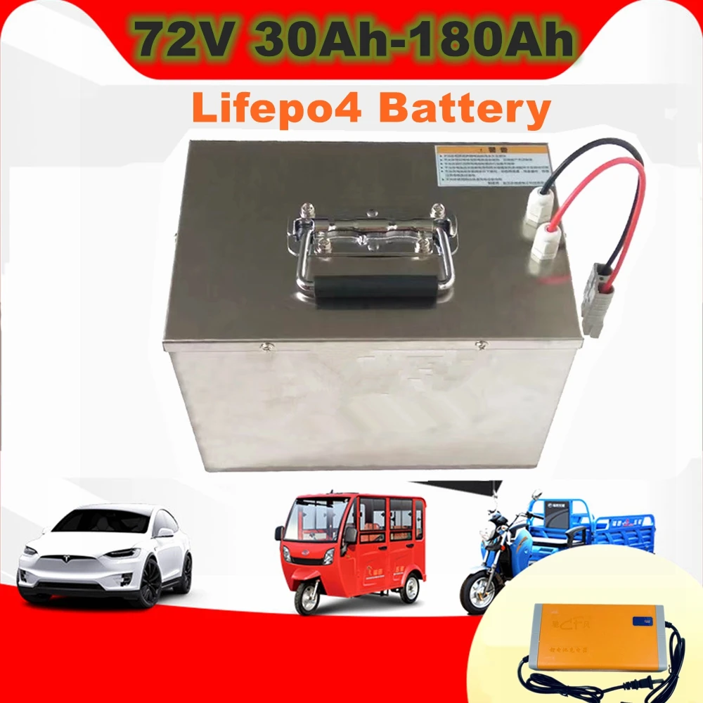 Lithium 72V 100AH 120AH 150AH 180AH Lifepo4 Battery 4000+ Cycle 24S for 10000w 5000w 3000w Bike Scooter Tricycle Motorcycle