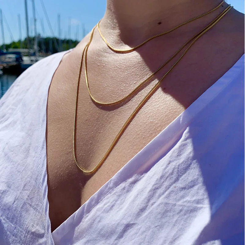 Tiny MInimalist Choker Chain Stack Necklace for Women Trend Gold Color  Dainty Thin Collar Clavicle Chain Jewelry on The Neck