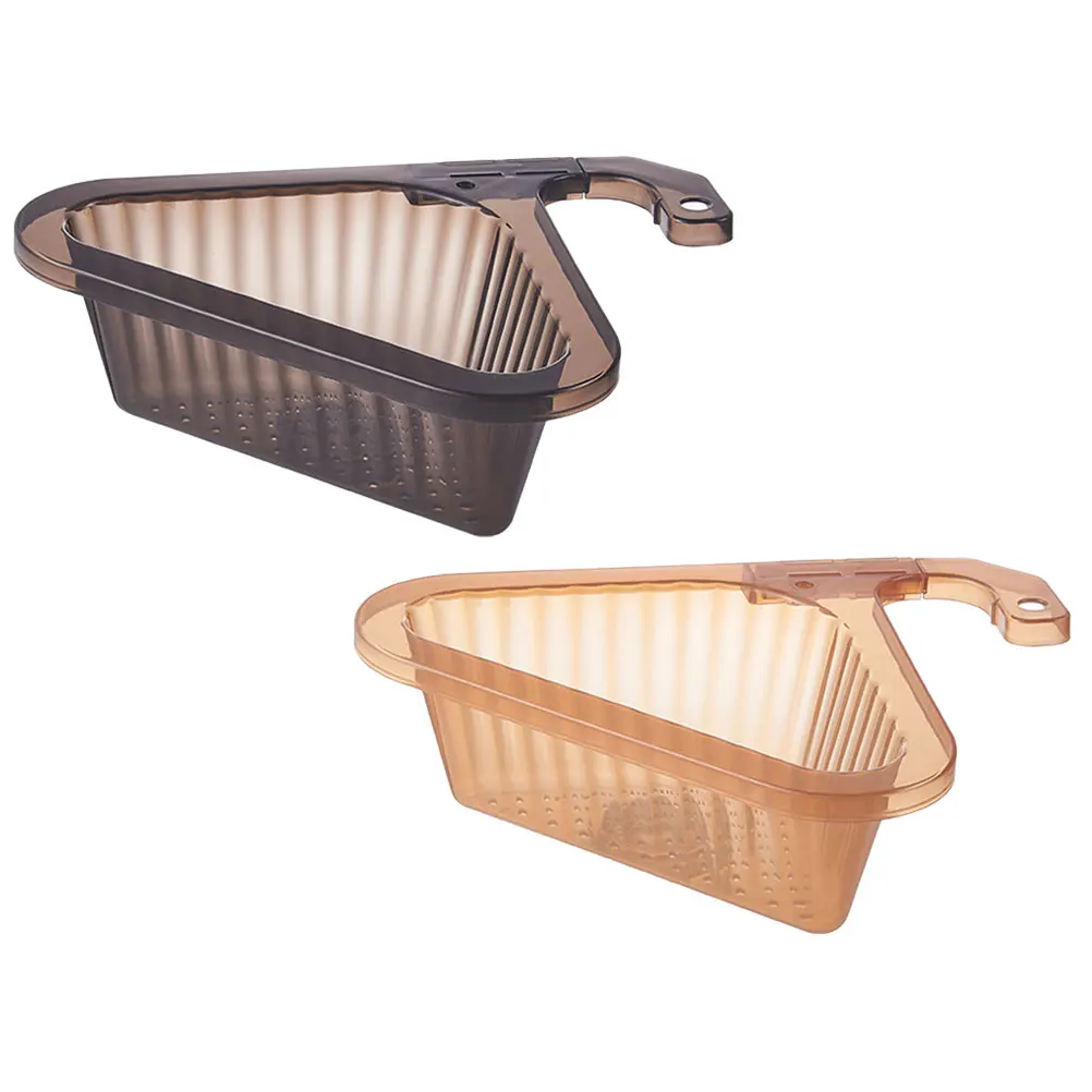 

2 Pcs Triangle Drain Basket Kitchen Sink Strainer Corner Saver Faucet Compatible Veggie Washer Space Saving Plastic Storage