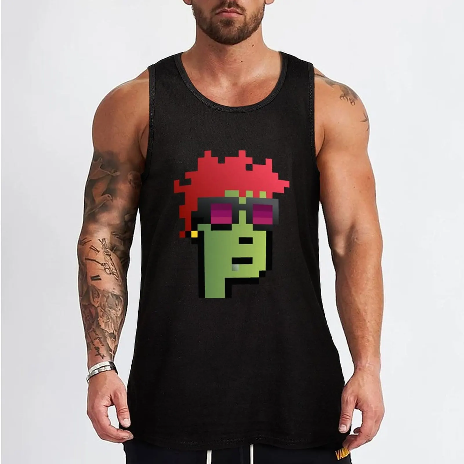 CryptoPunk Art # 07 Tank Top Gym clothes summer Men's clothing brands Men's fitness t-shirt