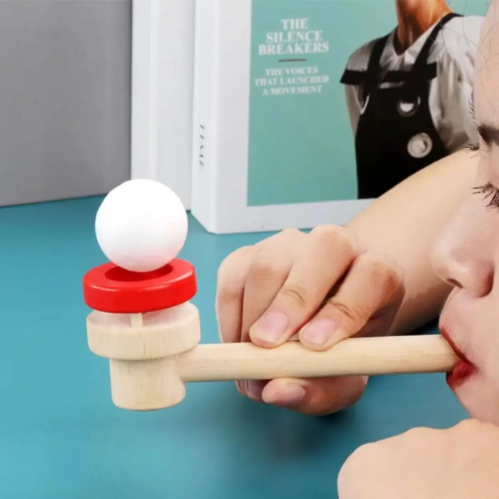 

Wooden Hanging Ball Blower Intellectual Educational Floating Blow Pipe Balls Parent-Unisex Game for Lung Capacity Training