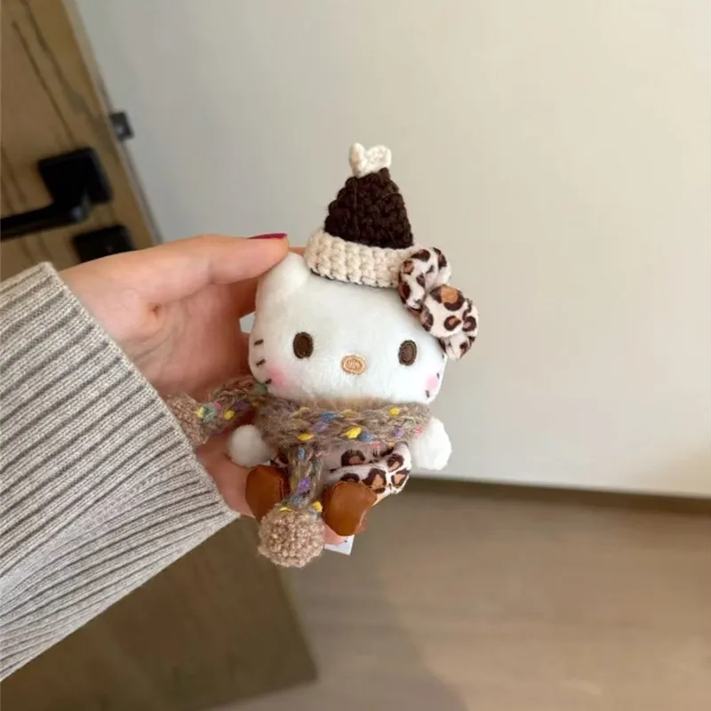 

аниме Hello Kitty плюшевые игрушки Красота с леопардовым принтом модель шарфа 10 см подвеска для школьной сумки пара брелок праздничный подарок