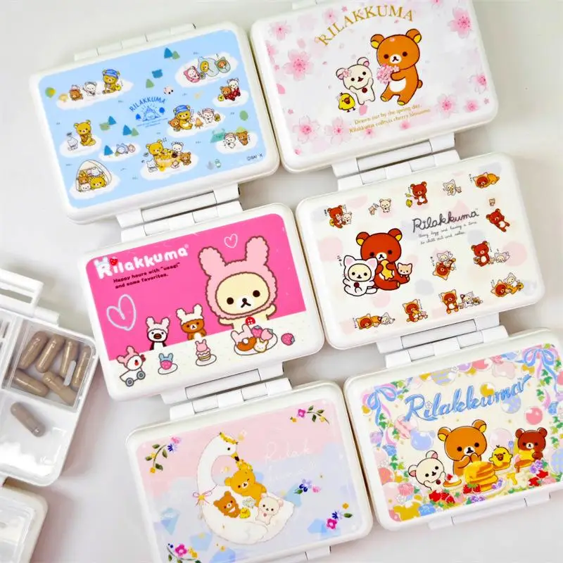 Kawaii Rilakkuma Storage Box Medicine Box Sub-Box Moisture Resistant Portable Seal Anime Friend Gift Birthday Gift for Girls