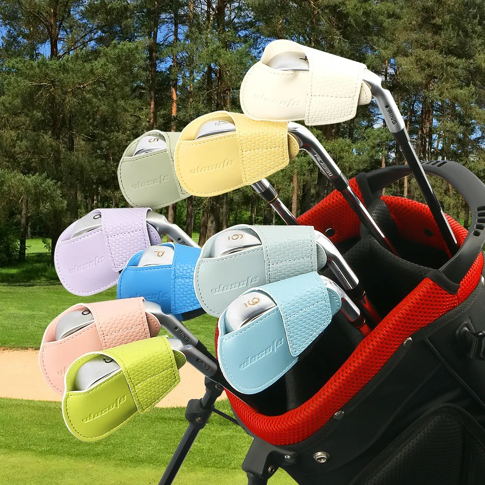 

Waterproof Golf Iron Head Covers PU Leather Replaceable Golf Leather Club Cap Practical Colorful Golf Putter Headcover Golf Gift