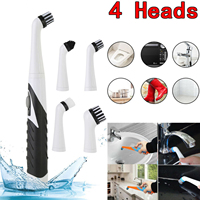 Electric Cleaning Brush Scrubber Crevices Pool Cleaner 4 Replaceable Heads Power Scrubbing Bathroom Accessories for Home Kitchen