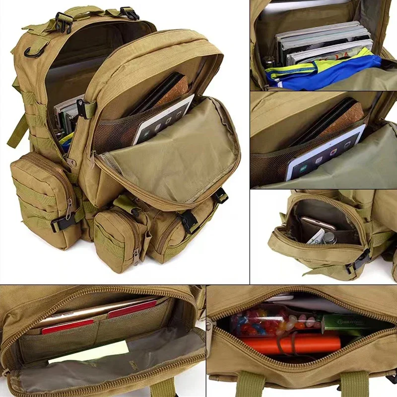 55L Hunting Backpack 4 in 1 Men\'s outdoor Molle sport package outdoor hiking Camo canvas backpack Waterproof attack pack Mochira