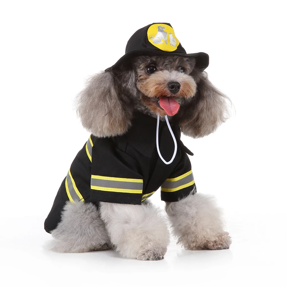 

Coat Pet Fire Suit Dog Costume Halloween Hat Costumes for Large Dogs Black Outfit