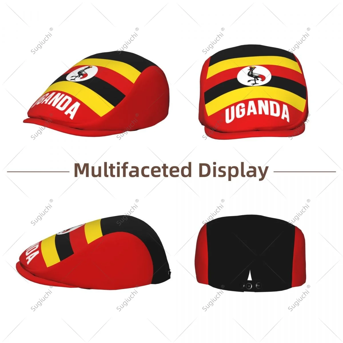 Forward cap Uganda Flag Men Women Flat Newsboy Driving Hat Cap Short Brim for Driving Daily visors hat