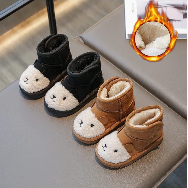 Children Snow Boots Fashion Warm Thick Bottom Girls Cotton Boots Winter New Non-slip Boys Casual Shoes Baby Comfortable Bootties