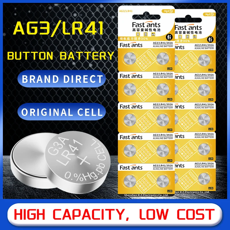 LR41 AG3 L736F LR736 392A SR41SW 1.5V Alkaline Button Battery  Long Shelf Life for Watch Clock Thermometer Toys Mini LED Lights
