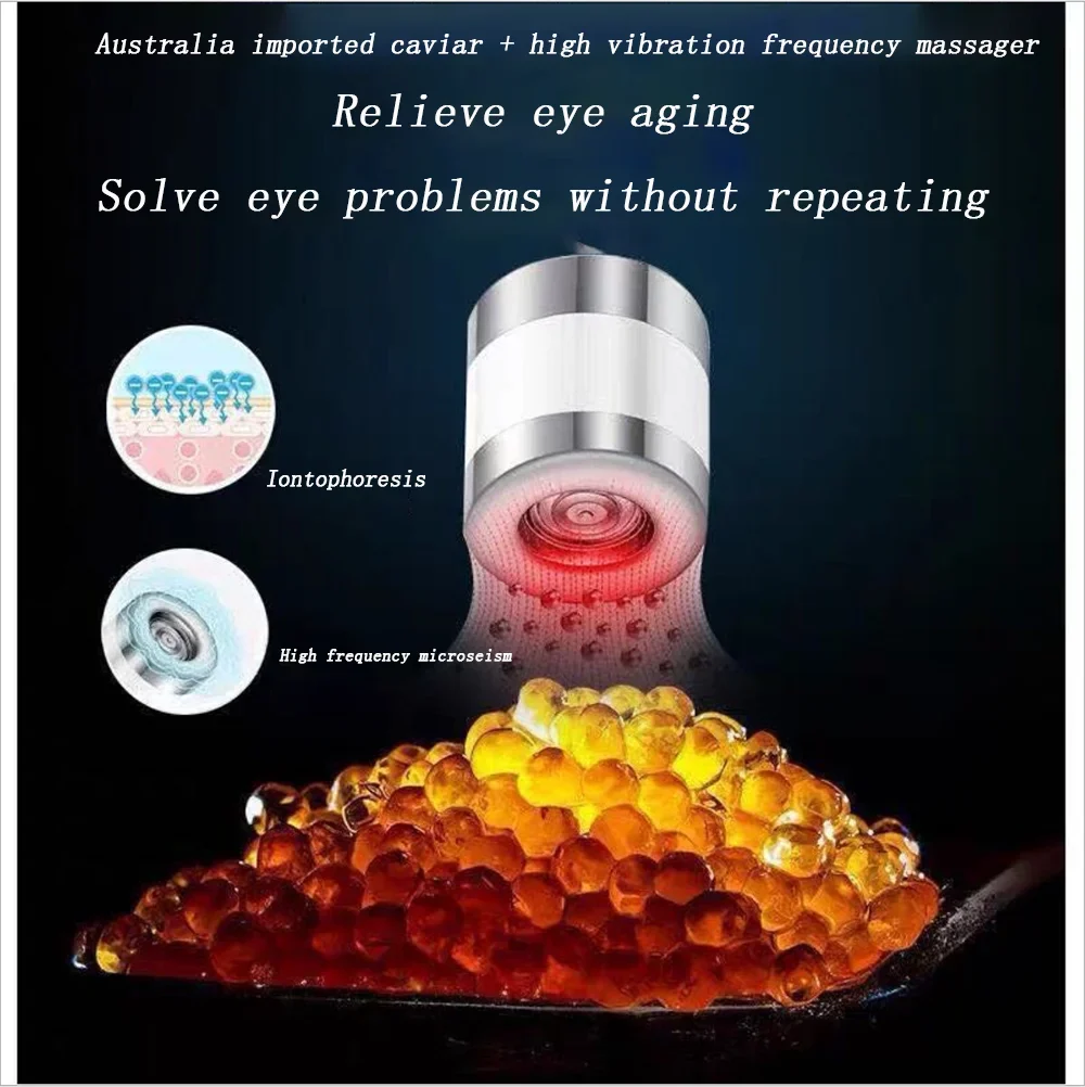 Deep Sea Caviar Electric Massage Eye Cream Anti Puffiness Dark Circles Delays Aging Fades Wrinkles Firming Brighten Skin Care