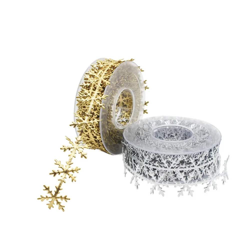 تقليد الجلود ندفة الثلج الشريط 10 متر الذهب/الفضة تنقش الشريط DIY بها بنفسك وهمية ندفة الثلج عيد الميلاد اكسسوارات عيد الميلاد الديكور #2