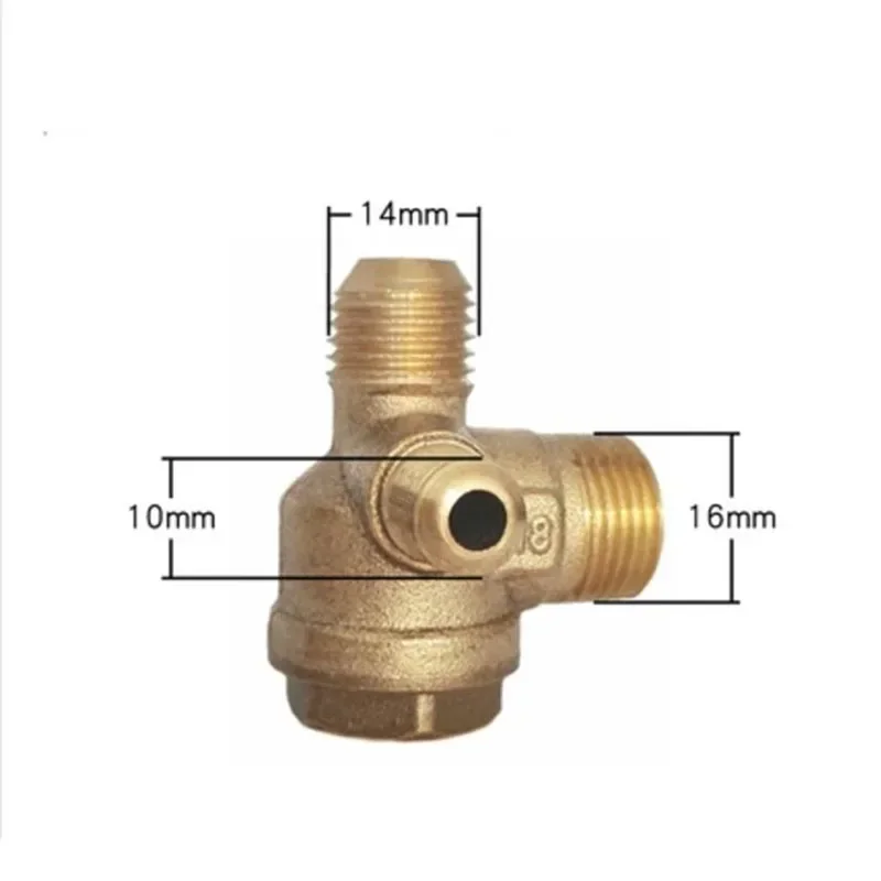 3 Way Brass Air Compressor Check Valve Gold ToneThreaded Check Valve Connector Tool 1pc