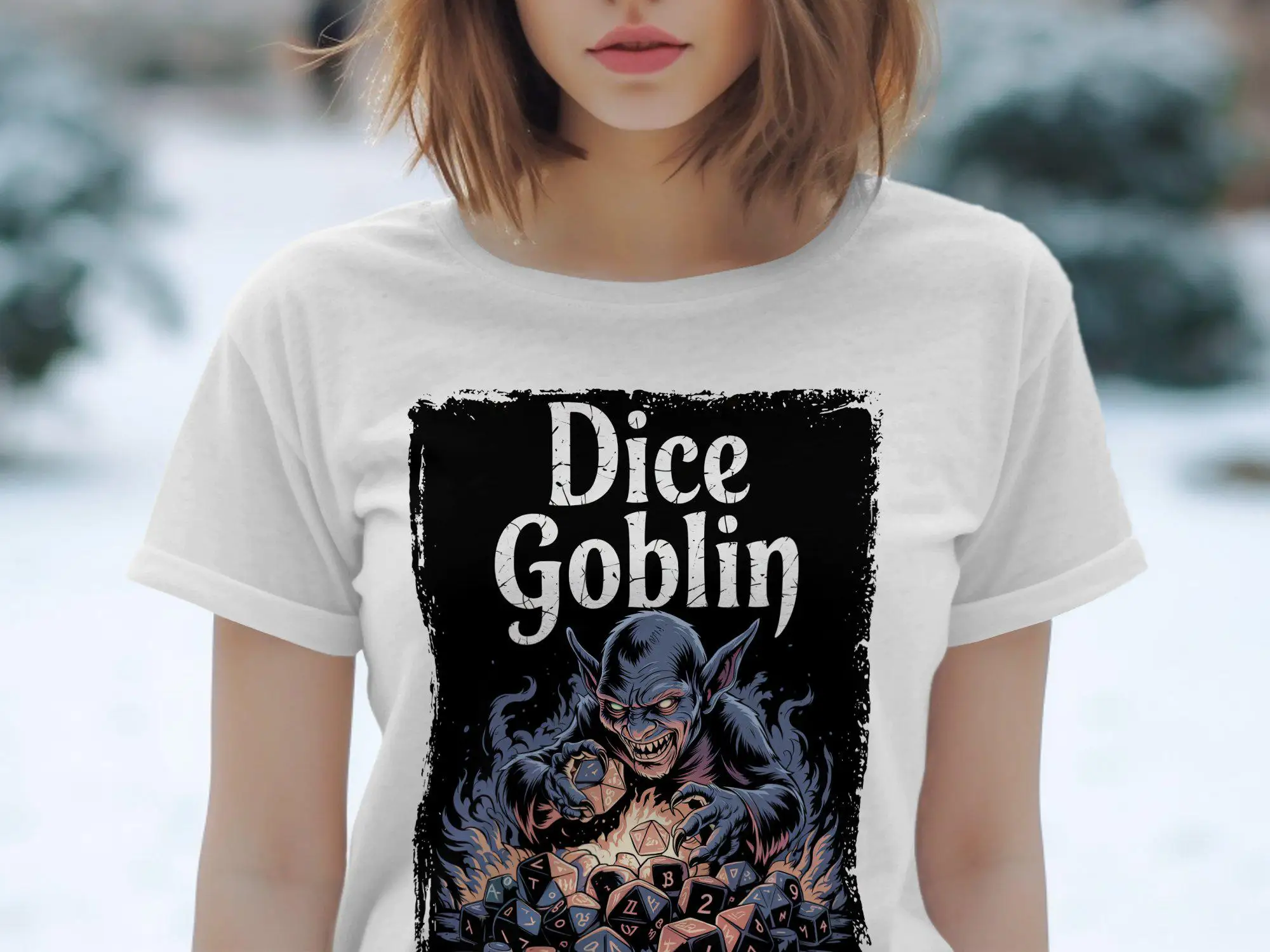 Fantasy Dice Goblin T-shirt, Dungeons & Dragons Role-playing Game Player Clothing Adventure T-shirt, Geek Dice Collector T-shirt