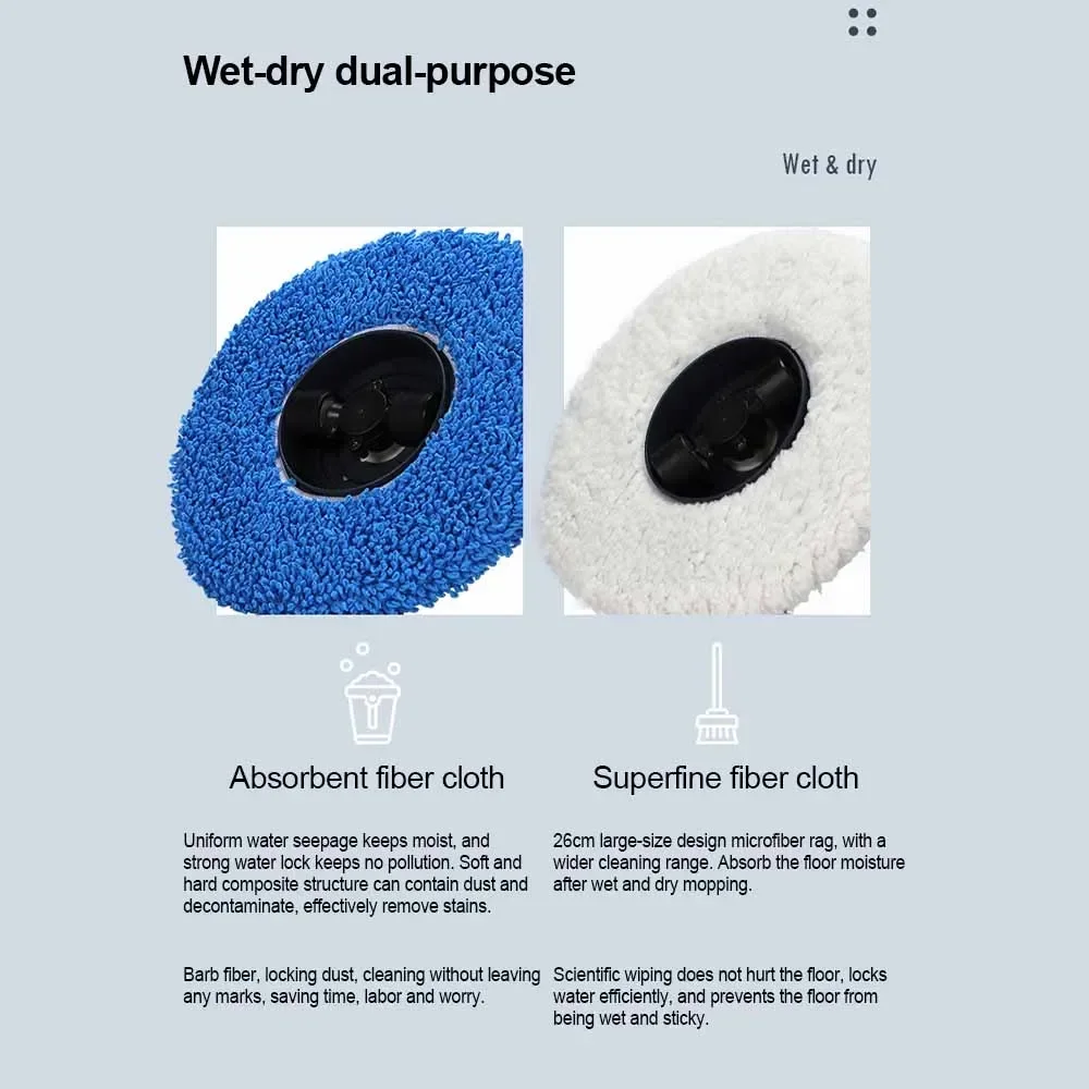 1/2pcs 26 ซม.กว้าง WET Rag แห้ง Rags อะไหล่ Mop สําหรับ Mopping Robot เครื่องใช้ในครัวเรือนเครื่องดูดฝุ่นอุปกรณ์เสริม