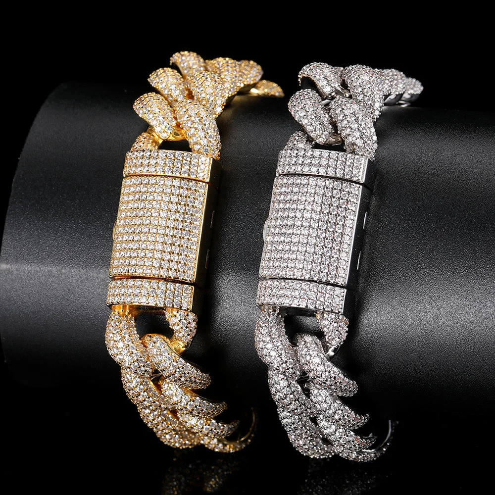 High Quality 20MM 925 Sterling Silver Moissanite Cuban Link Necklace Custom Luxury Hip Hop Iced Out Chain for Men...