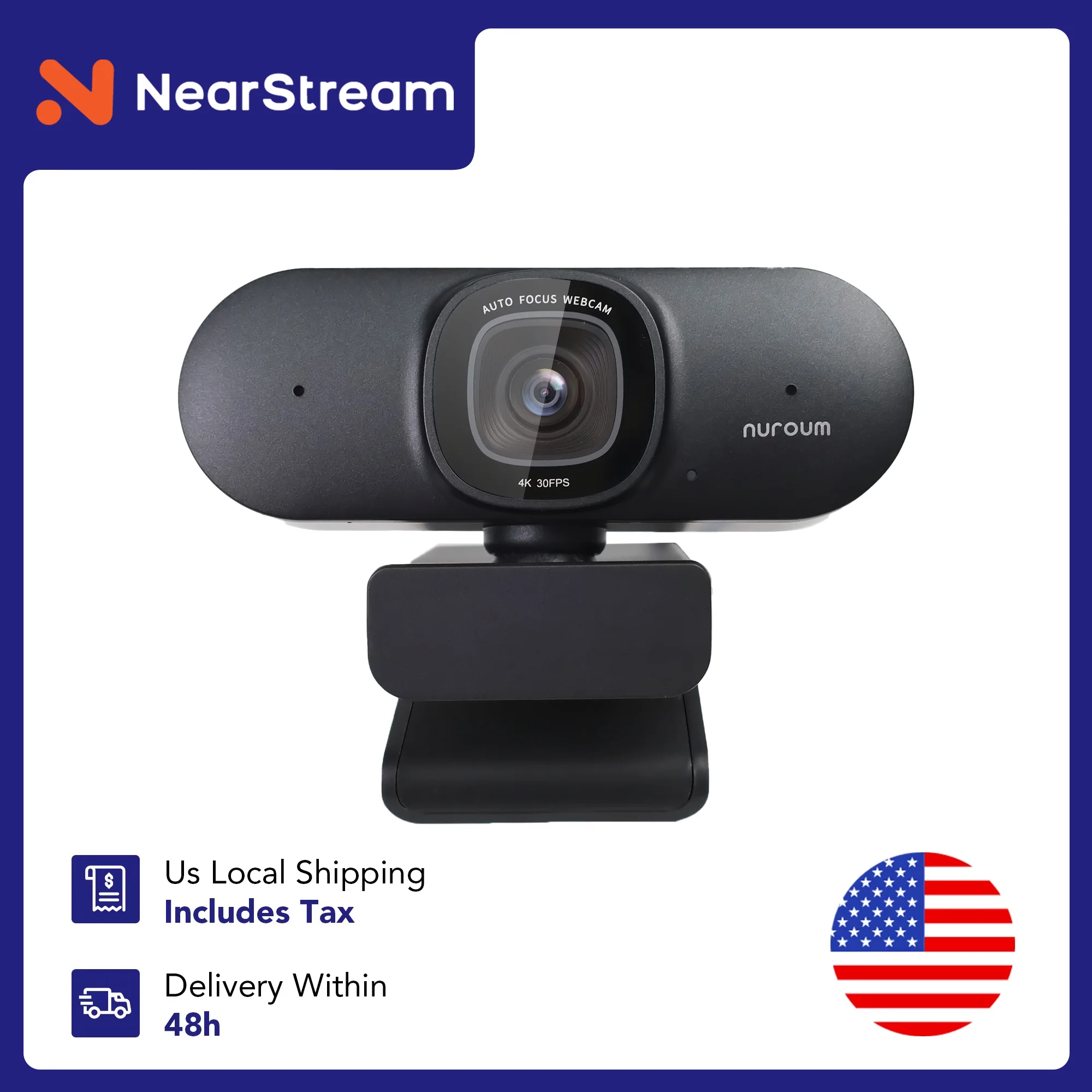 

NUROUM 4K Conference Camera US Local ShippingUSB PC Privacy Protection Webcam HD Autofocus AI Noise Suppression with Microphone