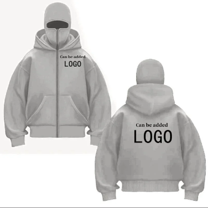 Style hooded sweatshirt, double hooded jacket, fashionable hooded zipper sweatshirt, customizable exclusive logo.