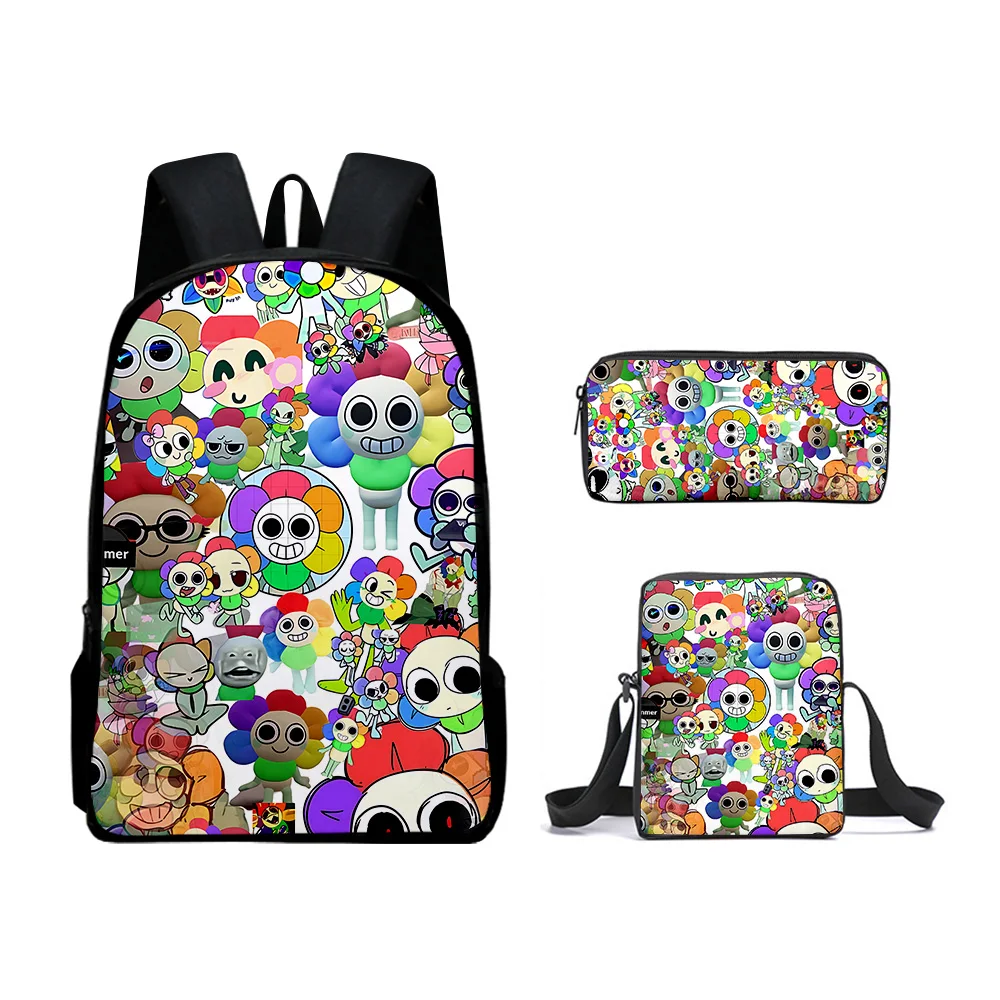 Beliebte jugendliche Neuheit Dandy's World 3D-Druck 3 teile/satz Student Reisetaschen Laptop Daypack Rucksack Umhängetasche Federmäppchen