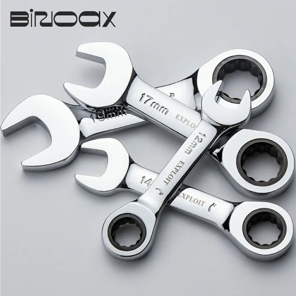 

Binoax 14 Pcs Stubby Ratcheting Combination Wrench Set 12 Point 72 Teeth Metric Mini Wrenches 6-19mm