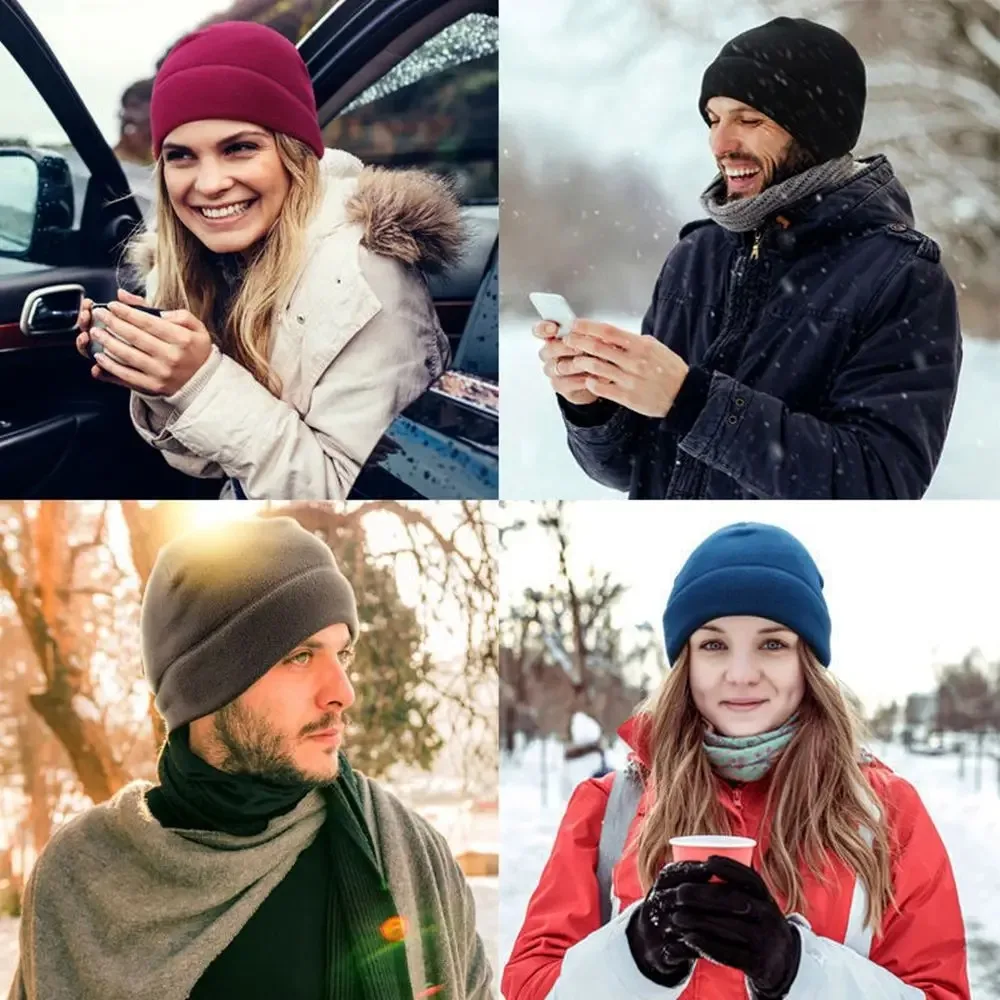 Winter Fleece Caps For Men Military Tactical Caps Hunting Hiking Hat Fleece Women Beanies Ski Fishing Cycling Caps Warm Beanie