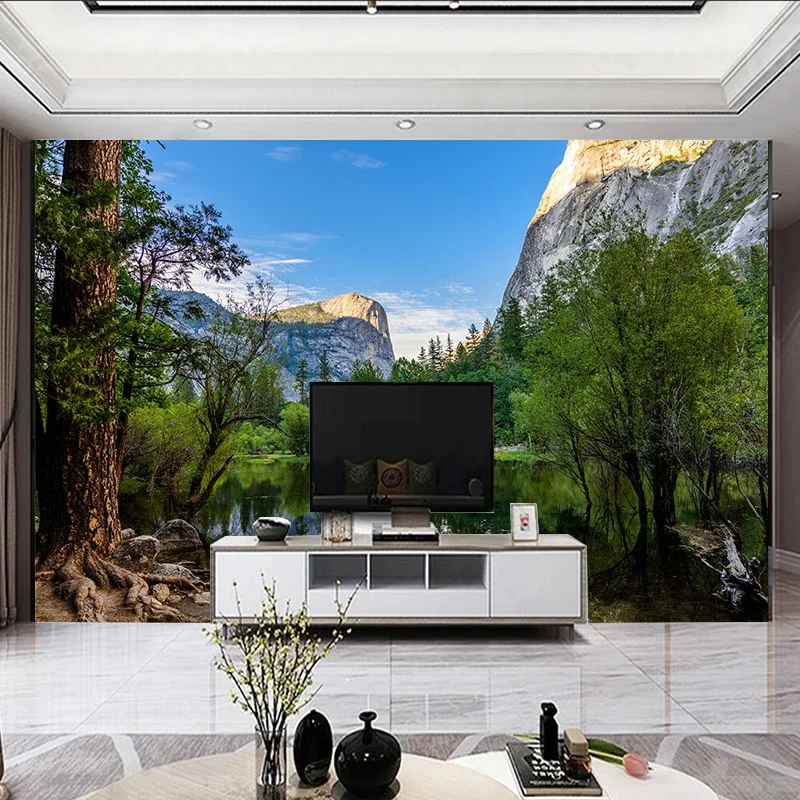 Custom 3D Photo Wall Mural Natural Scenery Forest And Lake Wallpaper For Living Room TV Background Wall Paper Home Decor Fresco