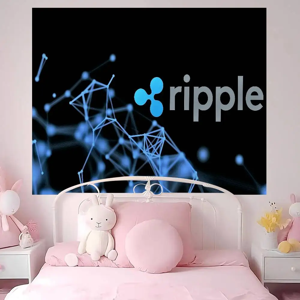 Xrp Ripple Crypto DIY Wall Tapestry Hanging Tarot Hippie Wall Rugs Dorm INS Home Decor
