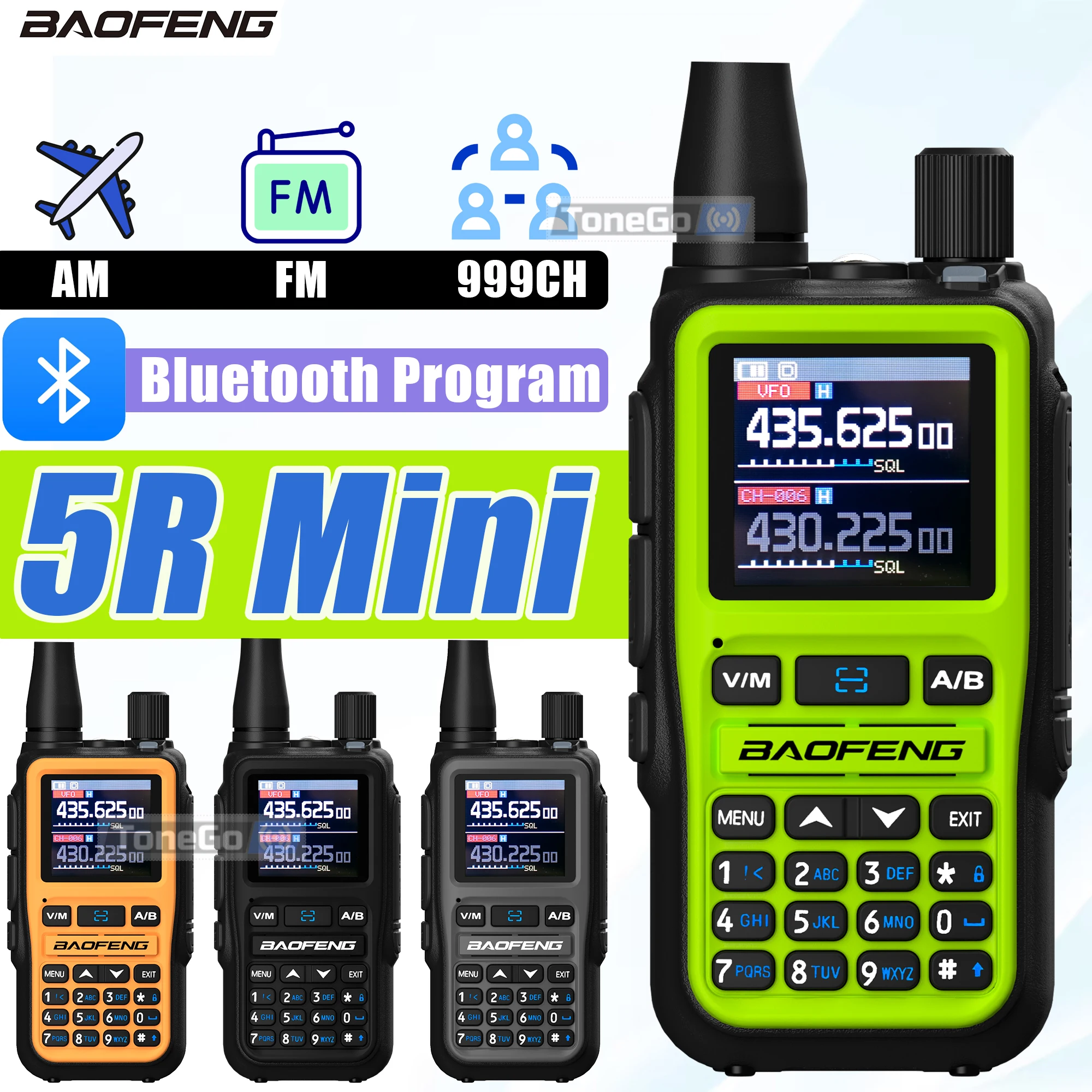 Baofeng Mini Walkie Talkie 5R-Mini Portable Radio Bluetooth Programming Copy Frequency AM FM Dual PTT Transmitters For Camping
