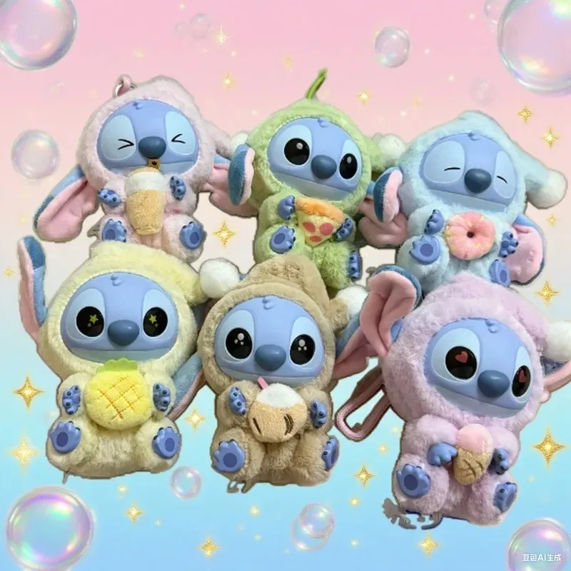ดิสนีย์ สติทช์ใหม่ รับประทานอาหารก่อนนอน ตุ๊กตาวินิลแบบสุ่มในกล่อง น่ารัก ตุ๊กตาจี้ติดโต๊ะ ของเล่นสะสมลึกลับ ของขวัญสำหรับนักสะสม