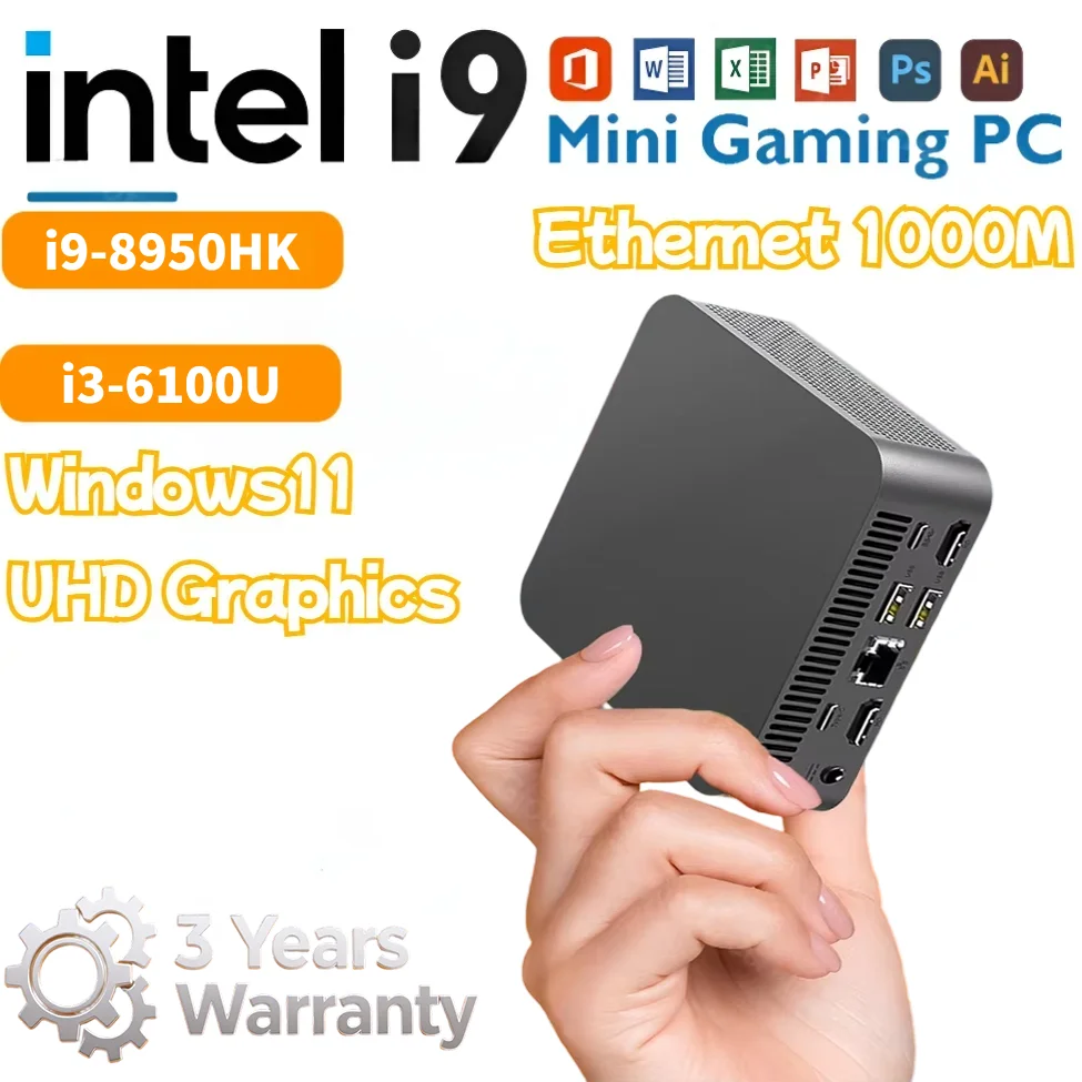 �y�Z�[�����z�V�^ Intel Core i9 8950HK �܂��� Core i3 6100U �Q�[�~���O�~�jPC Windows 11 Pro 16GB DDR4 1TB/2TB M.2 SSD WiFi 6 UHD �O���t�B�b�N�X �~�jPC