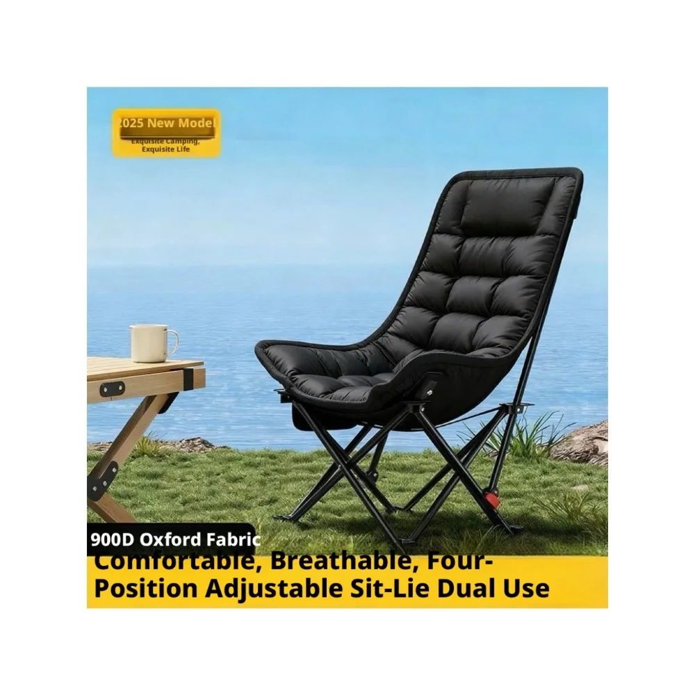 Thickened Cotton Outdoor Folding Comfortable Reclining Moon Chair with 4 Gear Adjustment for Camping Nap view 4