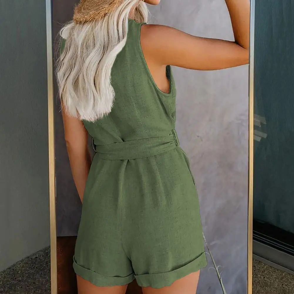 Women Bow Detail Romper Chic V-neck Lace-up Romper Flattering High Waist Bow Detail Slim Fit for Summer Commutes Beach Dates