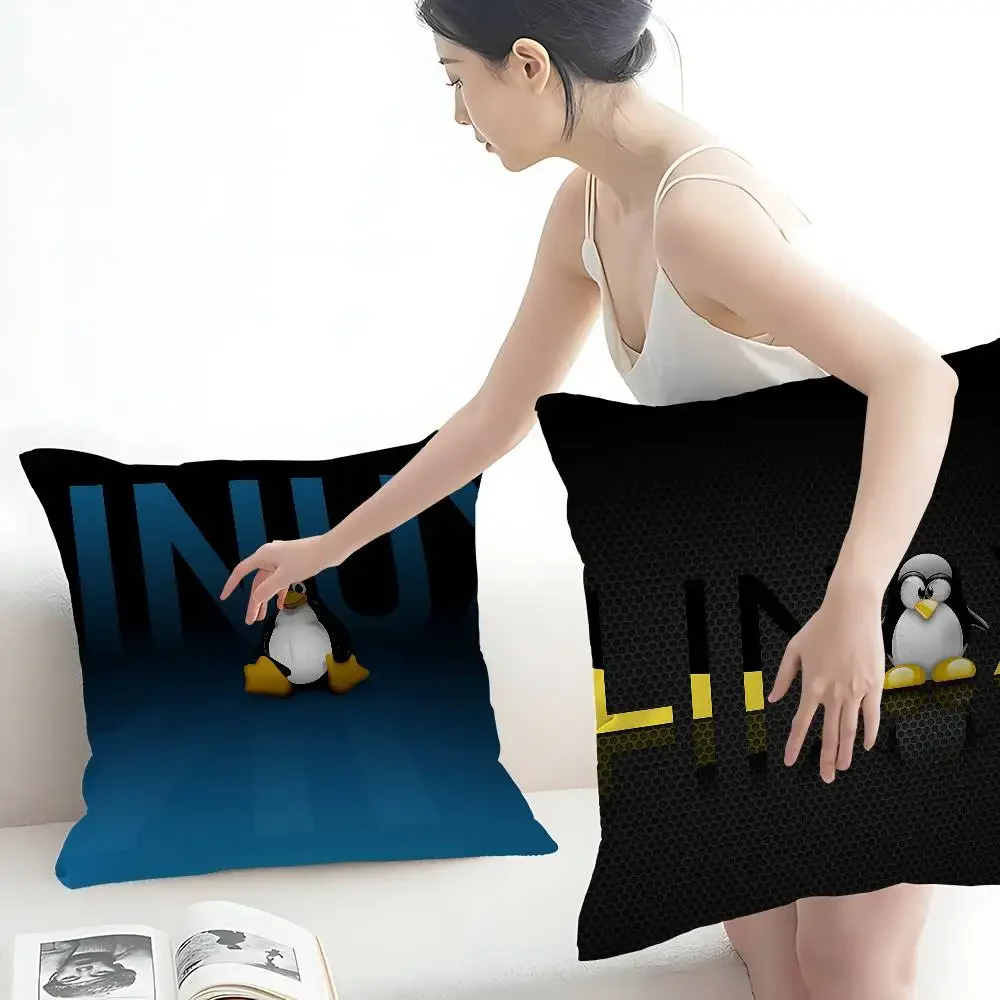 Linux Operating System Tux Penguin Pillow Gifts Home Office Furnishings Bedroom Sofa Car Cushion Cover Case 45x45cm