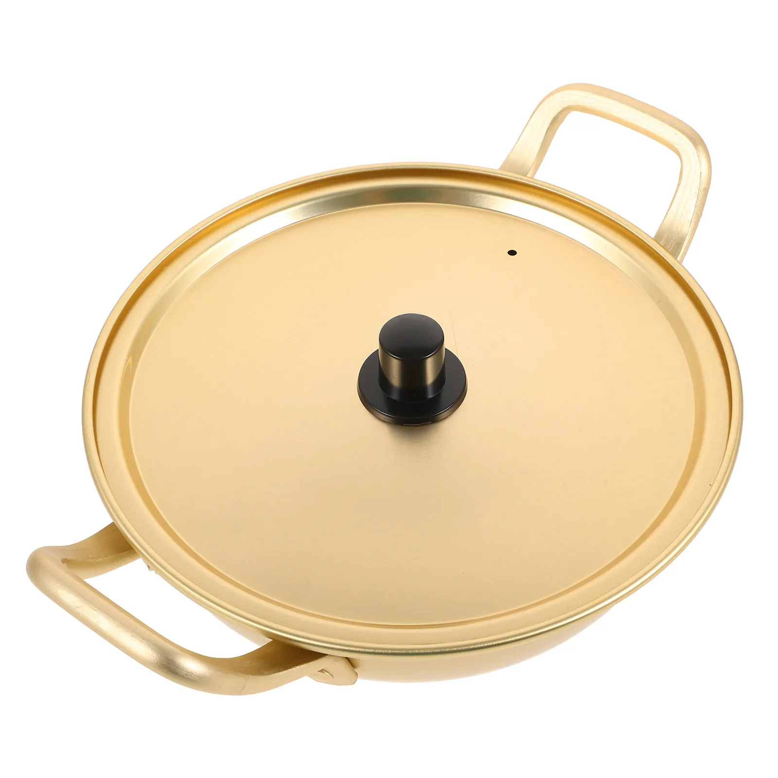 Olla coreana para ramen, de aluminio, con doble asa, antiadherente, para cocinar sopa, fideos instantáneos, utensilios de cocina, 1 unidad