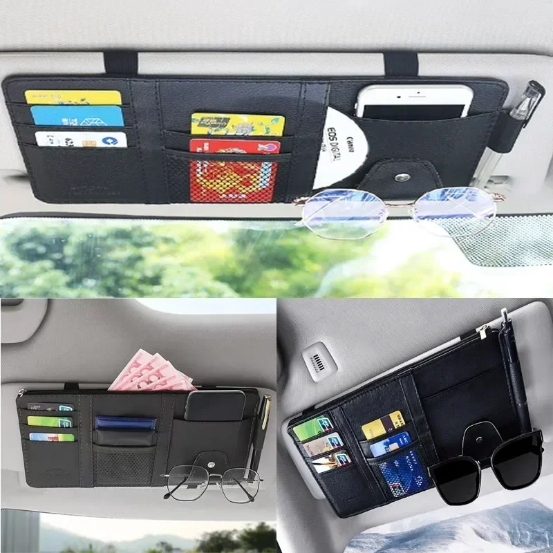 Car Sun Visor Organizer Multi-pocket Zipper Auto Truck SUV Storage Pouch Bills Pen Card Glasses Holder Car Accessories Gadget - view 2