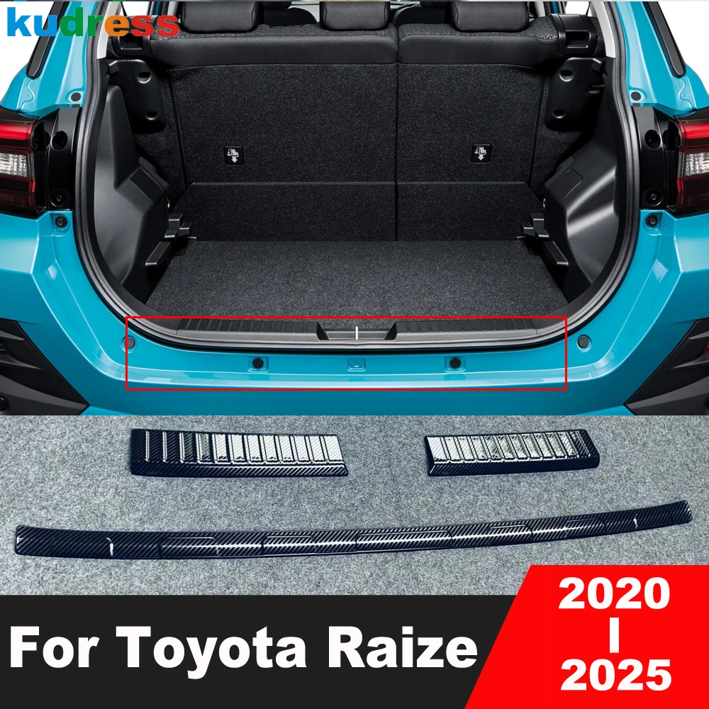 For Toyota Raize 2020-2023 2024 2025 Steel Car Rear Trunk Bumper Cover Trim Tailgate Door Sill Plate Protector Guard Accessories