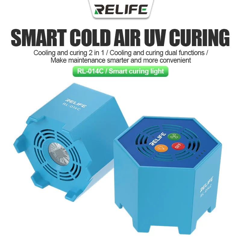 RELIFE RL-014C 2 IN 1 Cooling Curing Fan + UV Curing Lamp For Motherboard Rapid Heat Dissipation UV Mask Oil Curing Repair