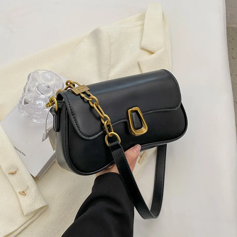 French Simple Underarm Shoulder Bag for Women 2024 Spring New Fashion Chain Handbag Versatile Commute Crossbody Bags