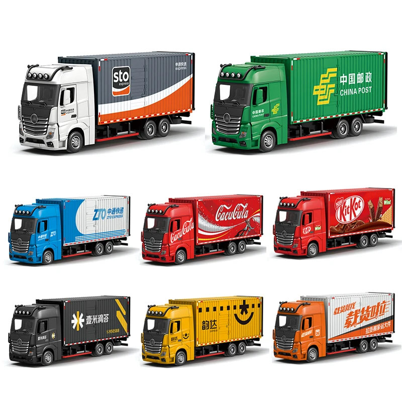 14.3*4.5*6.5 CM 1/60 Simulation Alloy Car Model Post Logistics Transport Vehicle Postal Open Door Toy Container Truck B284