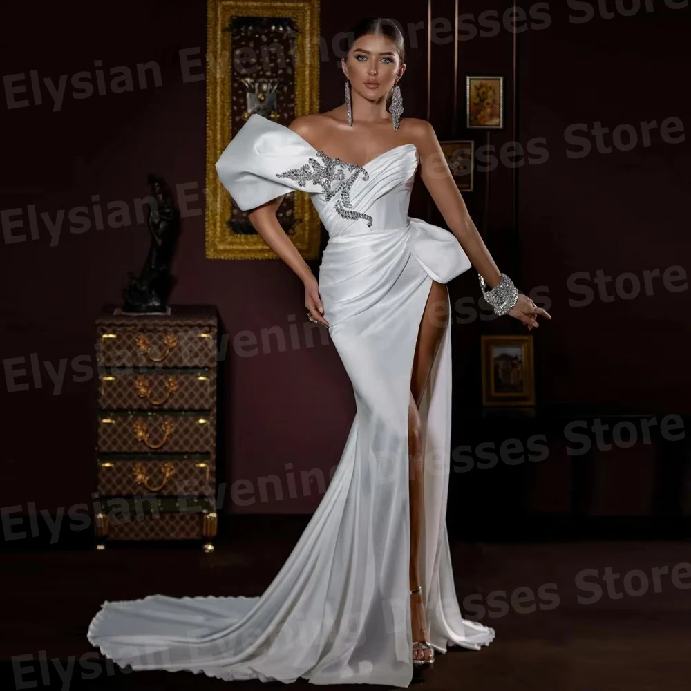 

Увлекательные сексуальные женские вечерние платья русалки с бисером, индивидуальные платья для выпускного вечера Robe De Soirée, вечерние платья с разрезом по бокам, Vestidos Para Mujer