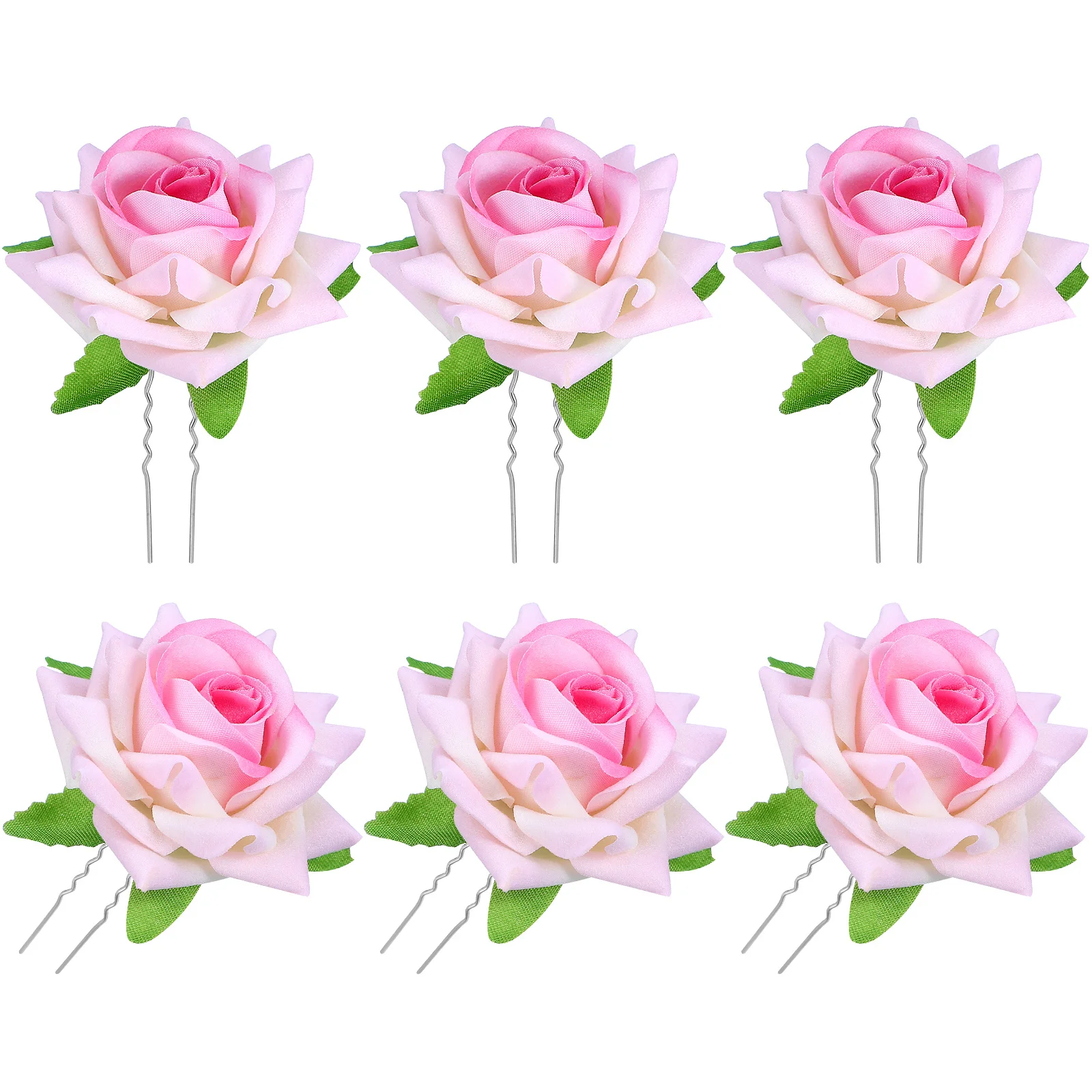 6 Stück Simulation Rose Braut Haarnadeln U-förmige Clips Hochzeit Haargabeln Dekorative Haarschmuck für Braut Strand Party Abschlussball