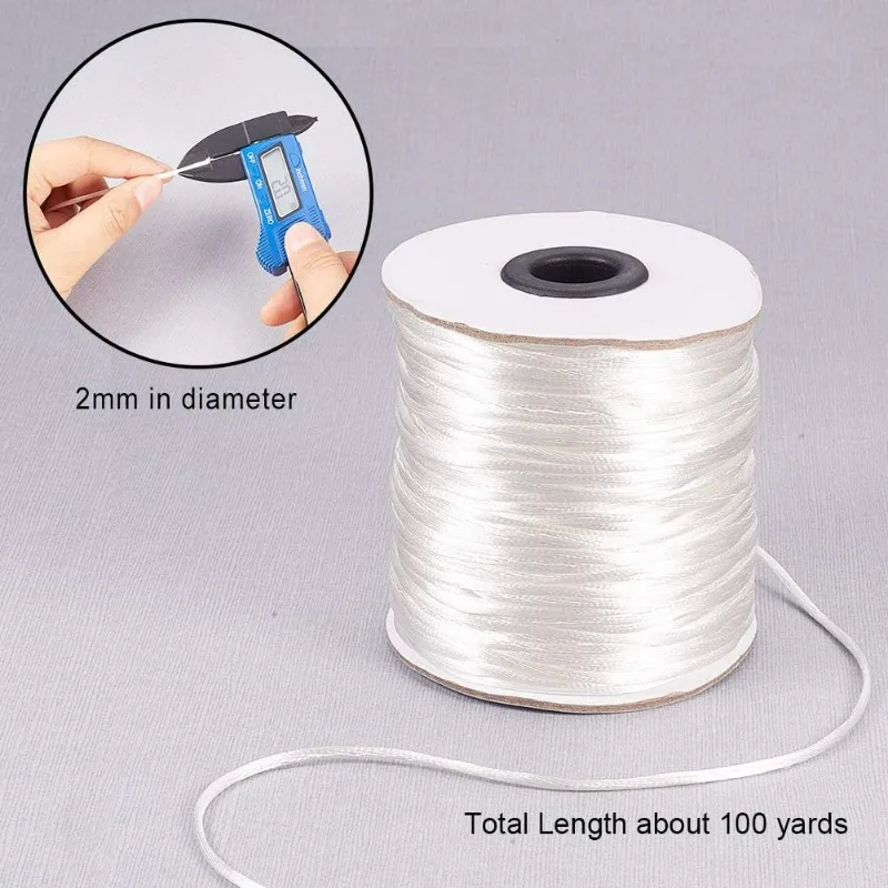 100 Yards Rattail Nylon Lift Shade Cord 2mm Blind Cord Replacement String Chinese Knotting Beading Thread Cord for Windows